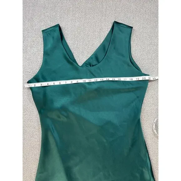 White House Black Market Satin Slip Dress Formal Sleeveless Green Size 14 - Picture 6 of 11